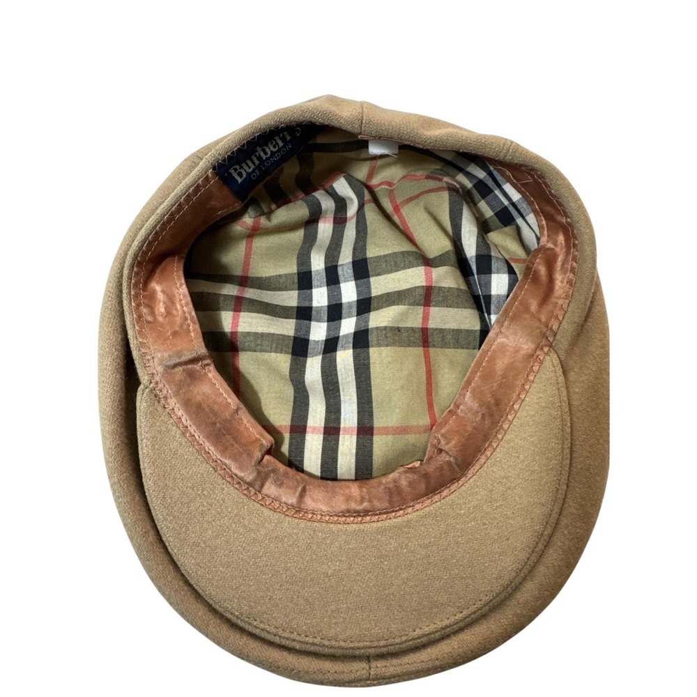 Burberrys vintage flat cap L beige wool check newsboy driver hunting hat men *